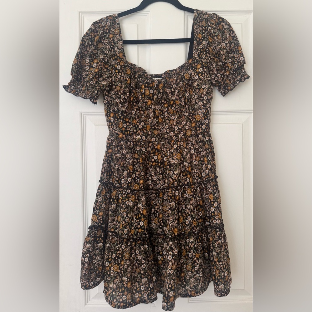 Miami Floral Mini Dress with Puff Sleeves